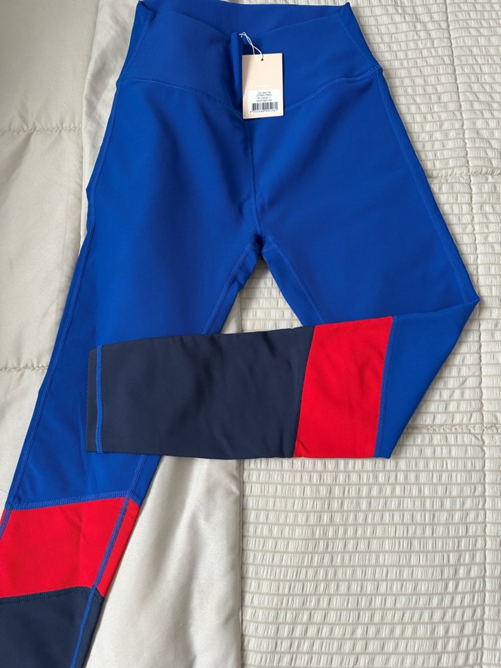 Colorblock Performance Leggings in Royal Blue with Red & Navy